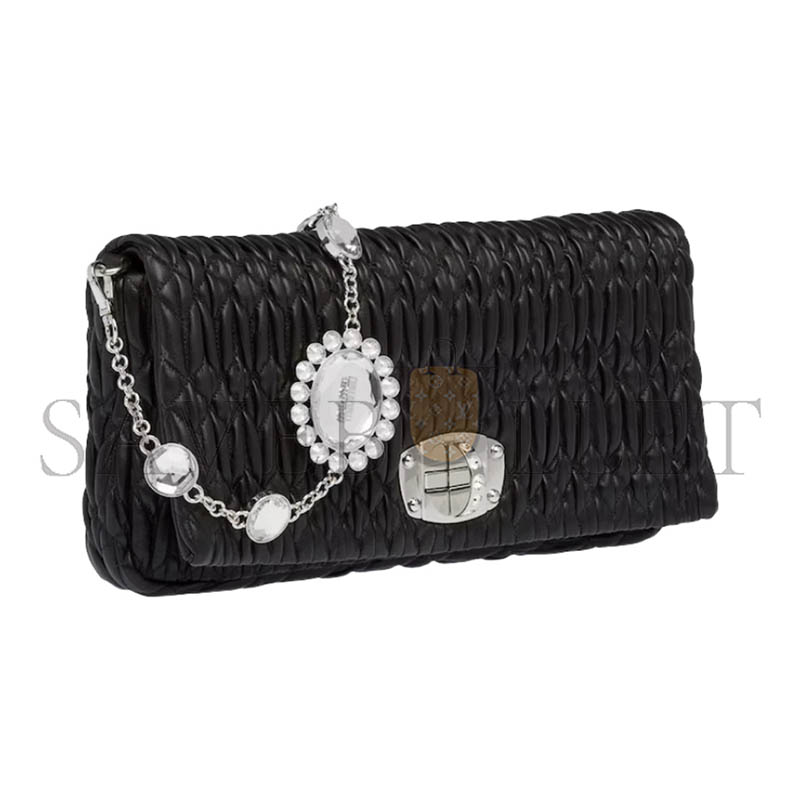 MIU MIU ICONIC CRYSTAL LEATHER BAG 5BD233 (28*14*3cm)